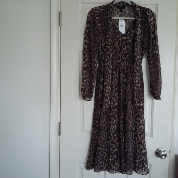 NWT Banana Republic Leopard Print Midi Dress - Picture 4 of 7